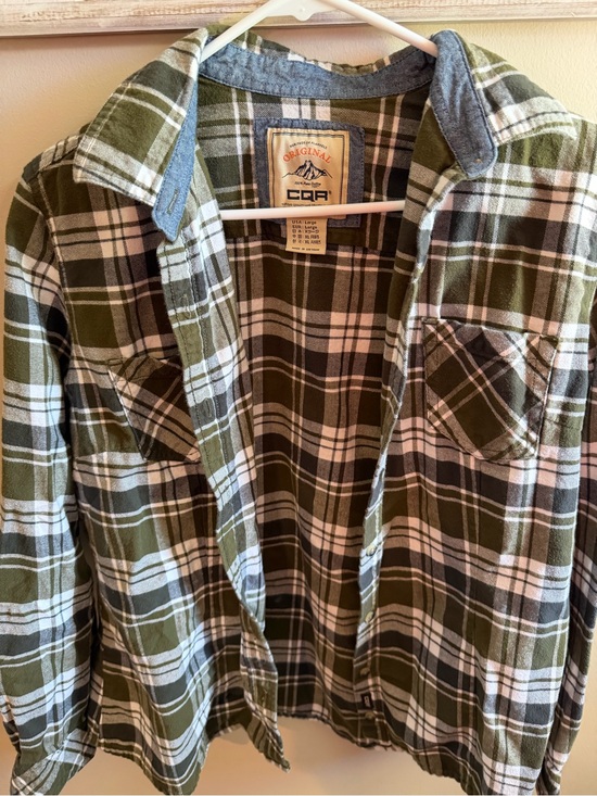 CQR Tops - Olive Green plaid Flannel shirt